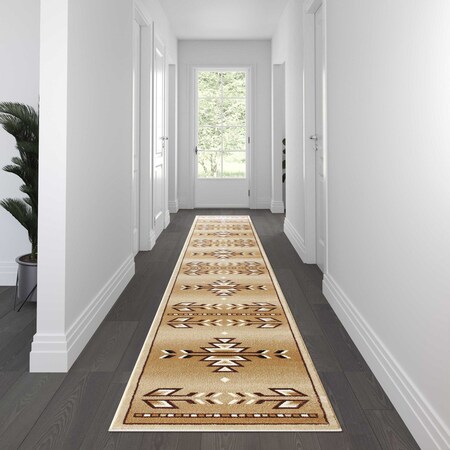 Flash Furniture Brown 3 x 16 Southwestern Style Patterned Area Rug OKR-RG1113-316-BG-GG